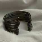 Multi-Layered Wire Bangle Bracelet with Ball Closure