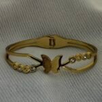 Butterfly Gold Plated Bangle Bracelet with American Diamond Accents