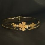Four Leaf Clover Gold Plated Bracelet with American Diamond Accents