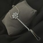 Silver-Plated Floral Pendant Bracelet with American Diamond Tennis Chain