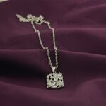 Silver Plated Floral Pendant Necklace with CZ Stones | Ethnic Garden Design